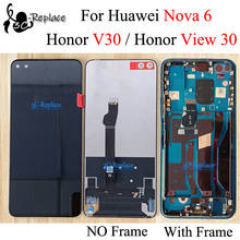 Оригинальный черный 6,57 дюймов для Hua wei Nova 6 / Honor V30 / Honor View 30 ЖК-дисплей кодирующий преобразователь сенсорного экрана в сборе/с рамкой 2024 - купить недорого