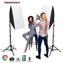 Yizhestudio-Kit de Softbox de iluminación, Softbox de estudio fotográfico con soporte de lámpara E27, 2x58W, 2M, 50x70CM 2024 - compra barato