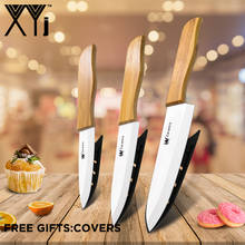 XYJ Brand 3 Piece Set Kitchen Knife 4 Inch Utility 5 Inch Slicing 6 Inch Chef Ceramic Knives Bamboo Handle Cooking Tools 2024 - buy cheap