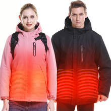 USB куртка с подогревом, зимнее пальто с капюшоном для мужчин и женщин, водонепроницаемая ветрозащитная куртка для кемпинга, походов, треккинга 2024 - купить недорого