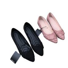 New 2021 Spring Women's Flat Shoes Flock Bow Ballet Flats Pointed Toe Slip On Moccasins Ladies Loafers Soft Casual Shoes Female 2024 - buy cheap