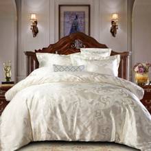 Sliver conjunto de cama luxo rainha tamanho floral jacquard conjuntos capa edredão único rei casamento roupa folha plana colcha capas 2024 - compre barato