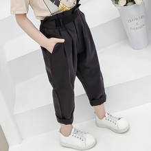 Fashion Girls Casual Pants Spring Clothes Solid Color Elastic Loose Trousers For 4-12Y Children Kids 2 Colors Girl Trousers New 2024 - buy cheap