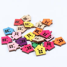 2 Holes Mixed House Painted Wooden Buttons For Decoration Swing Scrapbooking Craft Diy 20pcs 22x23mm 2024 - buy cheap