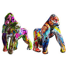 Escultura de gorila para decoración del hogar, estatua de Animal con Graffiti colorido, creativo, nórdico, Retro, accesorios 2024 - compra barato