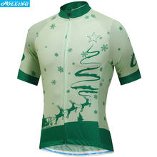 Feliz natal neve verde nova orolling ciclismo jérsei topos bicicleta esportes wear frete grátis 2024 - compre barato