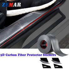 Carbon Fiber 5D Gloss Car Door Sill Protector Bumper Stickers For Toyota Corolla E150 Chr Aygo Yaris Avensis Camry 40 Rav4 2020 2024 - buy cheap