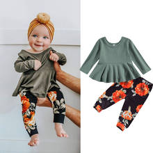 FOCUSNORM Newborn Baby Girls Clothes Sets 0-24M Long Sleeve Ruffles Dress Tops Flowers Pants 2pcs Outfits 2024 - buy cheap