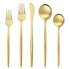 2/4/6Set Gold Cutlery Set 304 Stainless Steel Dinnerware Set Knife Dessert Fork Dessert Spoon Kitchen Tableware Set Flatware Set 2024 - купить недорого