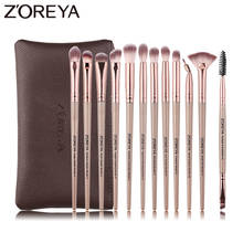 ZOREYA-brochas profesionales de maquillaje, juego 12 piezas, color negro, sombra de ojos, juego surtido de brochas, delineador de ojos, utensilio de cosmética 2024 - compra barato