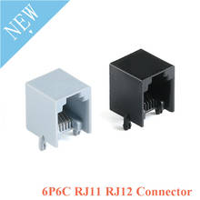 Conector de montaje PCB para teléfono, interfaz de conector Modular de cristal hembra para conector Jack, 6P6C, RJ11, RJ12, 10 Uds. 2024 - compra barato