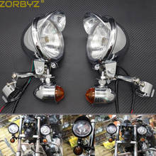 ZORBYZ-Barra de luces antiniebla para motocicleta, foco de conducción cromado con luz de señal de giro para Harley Touring Chopper Bobber personalizado 2024 - compra barato