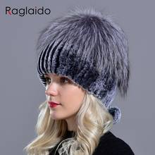 Women's Bomber Real fur Hat for women Rabbit fur hats and fox fur Fluffy beanies fashion Knitted cap warm Protection Ear for wom 2024 - buy cheap