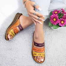 Zapatillas de plataforma antideslizantes para mujer, chanclas planas, zapatos románicos de playa, de verano 2024 - compra barato