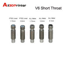 5PCS V6 Stainless Steel Throat M6*26mm 1.75/3.0/4.1mm All Metal/All Metal With PTFE For V6 J-head Short Range And Extruder 2024 - buy cheap