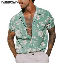 INCERUN Summer Printing Men Shirt Turn Down Collar 2021 Short Sleeve Casual Hawaiian Shirts Streetwear Breathable Beach Camisas 2024 - buy cheap