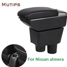 Mutips for Nissan almera accessories armrest box leather arm rest double storage box decoration rise interior parts auto 2006 2024 - buy cheap