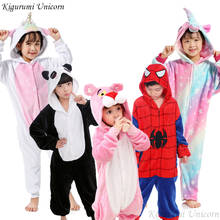 Pijama infantil de unicórnio kigurumi, pijamas de flanela para meninos e meninas, conjunto de roupas para dormir de inverno 4 a 12 2024 - compre barato