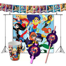 Супер девушка день рождения украшения игра DC Hero тема поставляет баннер чашки для детей 2024 - купить недорого