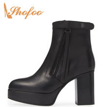 Round Toe Platform Ankle Boots Woman High Chunky Heels Zipper Button Large Size 31 37 Fashion Winter Ladies Warm Booties Shoes 2024 - buy cheap