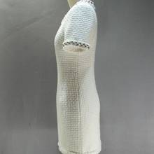 Vestido de sarja lã italiana, mini vestido de sarja de alta qualidade para mulheres, com pérolas e gola redonda, para festa de casamento 2024 - compre barato