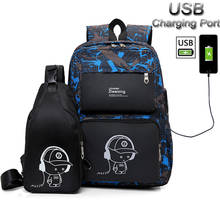 Mochila escolar com carregamento usb, conjunto de mochila escolar impermeável para adolescentes meninos e meninas 2024 - compre barato