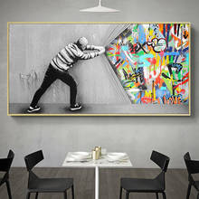 Cuadros artísticos de pared con Graffiti para sala de estar detrás de la cortina, arte callejero, pinturas en lienzo en la pared, carteles e impresiones, Quadro 2024 - compra barato