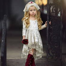 Long Sleeve Party Dress Gowns Baby Flower Girls Dress Velvet Tassel Long Sleeve Party Dress Gowns Fashion Vintage Princess Kids 2024 - buy cheap