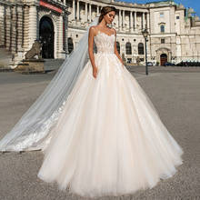 Ashley Carol A-Line Wedding Dress 2022 Charming Strapless Beading Appliques Bride Spaghetti Straps Backless Princess Bridal Gown 2024 - buy cheap