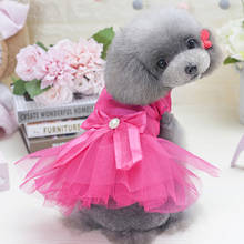 Spring Summer New Fashion Luxury Girl Dog Dress Small Dog Pet Poodle Skirt Puppy Clothes Pet Tutu Red Blue 2024 - купить недорого