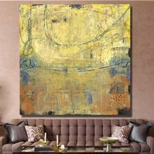 Yellow abstraction Hot Sale Fallout Wall Art Hand Painted Oil Paintings On Canvas Home Decoration Living Room Frameless ups 2024 - buy cheap