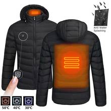Unisex Winter USB Powered Heating Jacket Thermostat Solid Color Hooded Coat Fashion Heated Clothing Warm Jackets Waterproof 2024 - купить недорого