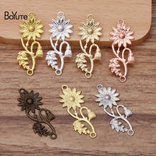 BoYuTe (50 Pieces/Lot) 15*39MM Metal Brass Stamping Flower Charms Connector Diy Hand Made Jewelry Accessories Wholesale 2024 - buy cheap