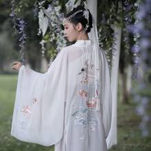 Vestido oriental hanfu para mujer, abrigo chino tradicional han tang antiguo, elegante, cárdigan de gasa con protector solar, ropa de baile, 2021 2024 - compra barato