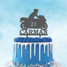 Personalized Motorcycle Cake Topper Custom Name Age Man Riding Road Racing Motorcycle For Birthday Party Cake Decoration Topper 2024 - buy cheap
