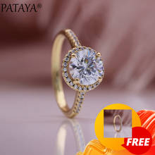 PATAYA New Round Single Row Natural Zircon Women Big Ring 585 Rose Gold Two Rings Party Gift Wedding Luxury Fine Fashion Jewelry 2024 - buy cheap