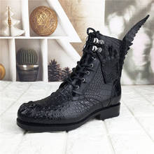 Authentic Alligator Skin Goodyear Handmade Women's Short Martin Boots Genuine Crocodile Leather Lady Female ZIP  Ankle Shoes 2024 - buy cheap