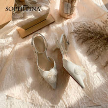 SOPHITINA-zapatos de tacón medio fino para mujer, calzado básico de alta calidad, con punta puntiaguda, con flores y perlas, FO70, para verano 2024 - compra barato
