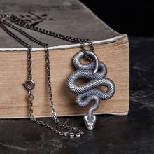 High Quality Vintage Unique Animal Snake Pendant Necklace With Chain 100% 925 Sterling Silver Jewelry Bijoux Special Gift 2024 - buy cheap