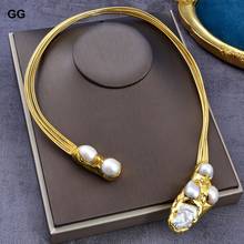GuaiGuai Jewelry White Keshi Baroque Pearl 18 K Yellow Gold Color Plated Choker Necklace For Women 2024 - buy cheap