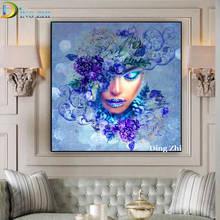 Faça você mesmo 5d arte abstrata pintura de diamante flores retrato feminino ponto de cruz completo quadrado broca redonda mosaico bordado com strass 2024 - compre barato