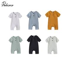 2020 Baby Summer Clothing Infant Newborn Baby Girl Boy Ribbed Solid Romper Short Sleeve Jumpsuit Knitted Stylish Cotton Sunsuit 2024 - buy cheap