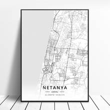 Netanya Jerusalem Tel Aviv Haifa Tiberias Iseael Canvas Art Map Poster 2024 - buy cheap