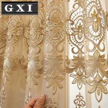 Gxi royal europeu de luxo bege tule cortinas para o quarto janela cortinas para sala estar elegante europeu decoração da sua casa 2024 - compre barato