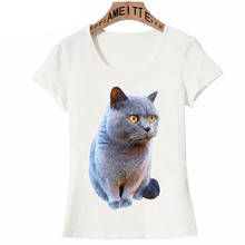 I Love Russia British Shorthair Cat Print T-Shirt Fashion Women Short Sleeve Cute Girl Tops Funny Animal Design Casual Tees 2024 - buy cheap