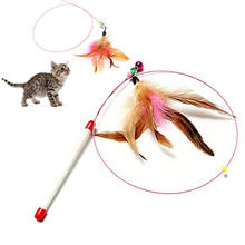 50pcs Cat Interactive Toy Stick Feather Wand with Small Bell Toys Plastic Cat Teaser Toys Kitten Toy Supplies Wholesale 2024 - buy cheap