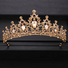 Vintage Gold Wedding Crown Baroque Rhinestone Crystal Crown Queen Tiara Prom Party Bridal Hair Accessories Jewelry 2024 - buy cheap