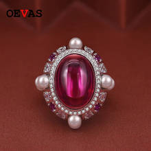 OEVAS Vintage 100% 925 Sterling Silver Oval Ruby Pearls Gemstone Diamonds Wedding Engagement Ring Fine Jewelry Wholesale 2024 - buy cheap