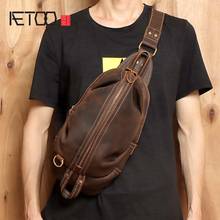 AETOO Crazy Horse Leather Men's chest bag leather retro casual men's waist bag large capacity head leather chest bag 2024 - buy cheap