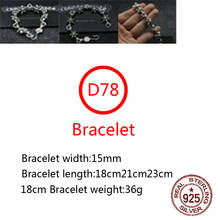 D78 s925 sterling silver bracelet retro style six-pointed star punk style hip-hop tide brand personality domineering jewelry 2024 - buy cheap